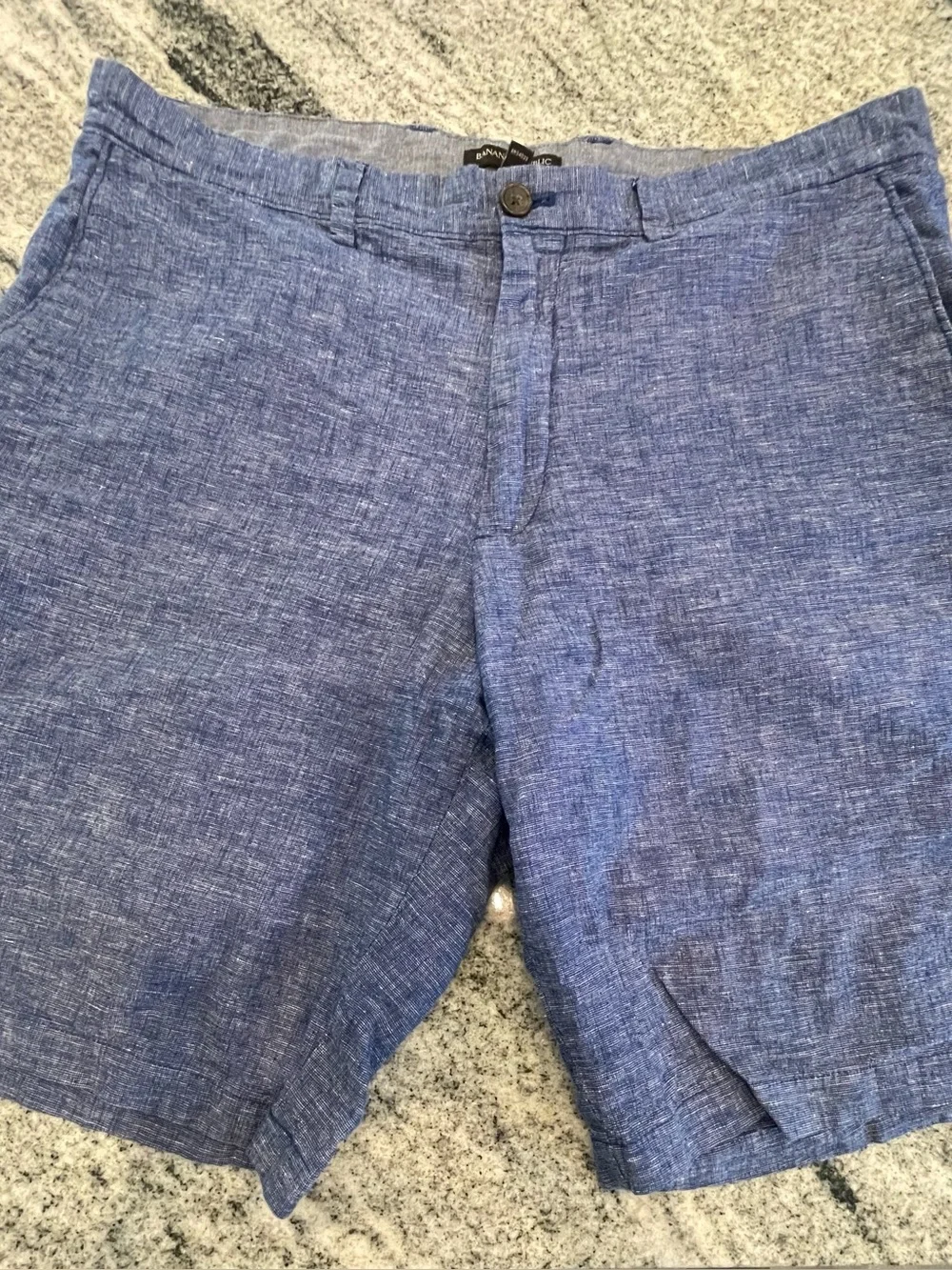 Banana Republic Navy Blue Linen-Blend Flat Front Shorts